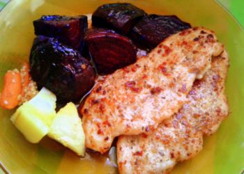 Hirtelen sült csirkemell sült cékla körettel recept